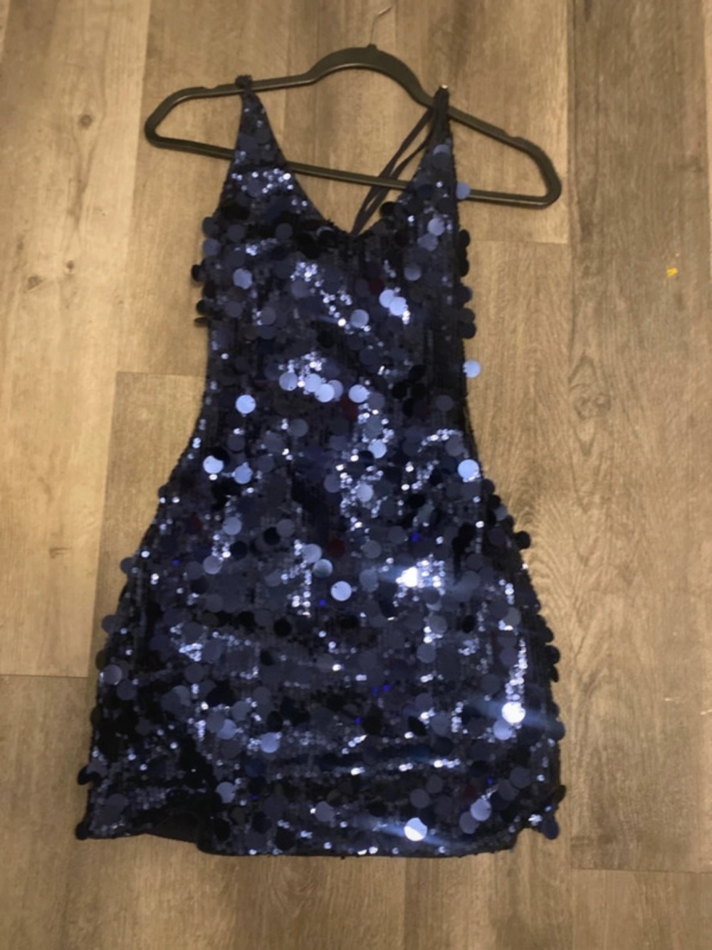 Cider Navy Blue Sequin Mini Dress